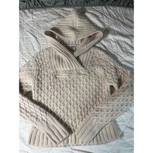 Early Winters Portland Wool Blend Sweater Women's M Cable Knit Beige Rabbit Hair
